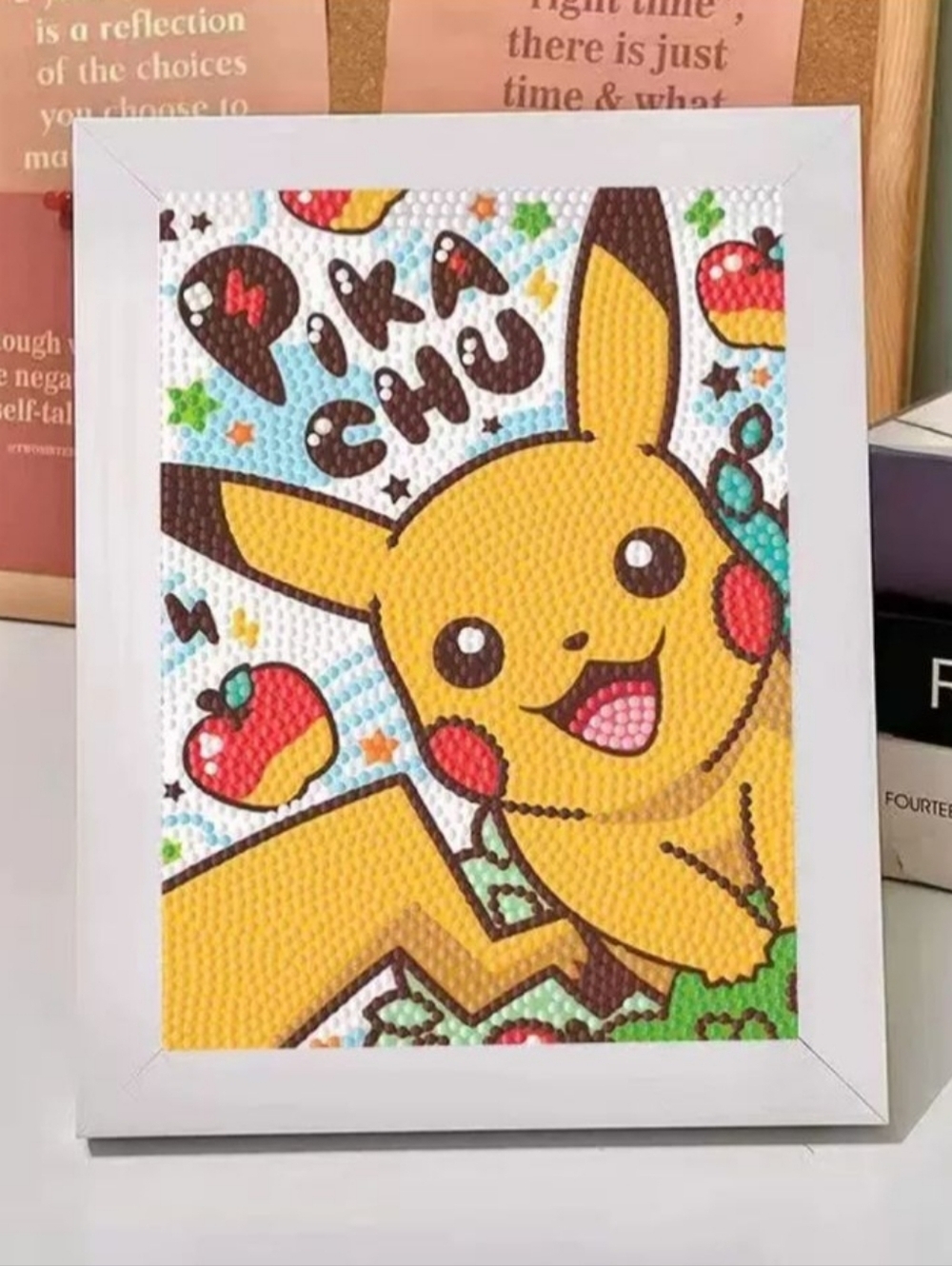 Brand New DIY Pokemon Pikachu Apple Diamond Beads Art With Frame